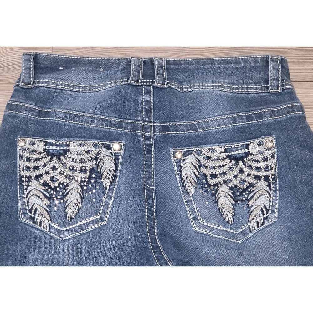 Copper Flash Curvy Jeans Womens 6 (30x24) Hemmed Blue Rhinestones Y2K